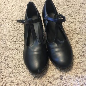 Black t strap character shoes